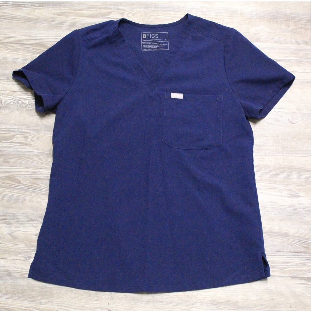 FIGS Catarina One-Pocket Scrub Top Navy Blue Womens Small FW1000 V-Neck